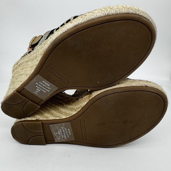 Marc Fisher Womens Karida Espadrille Wedge Sandal Size 8.5 Metallic Gold Silver - Picture 10 of 10